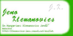 jeno klemanovics business card